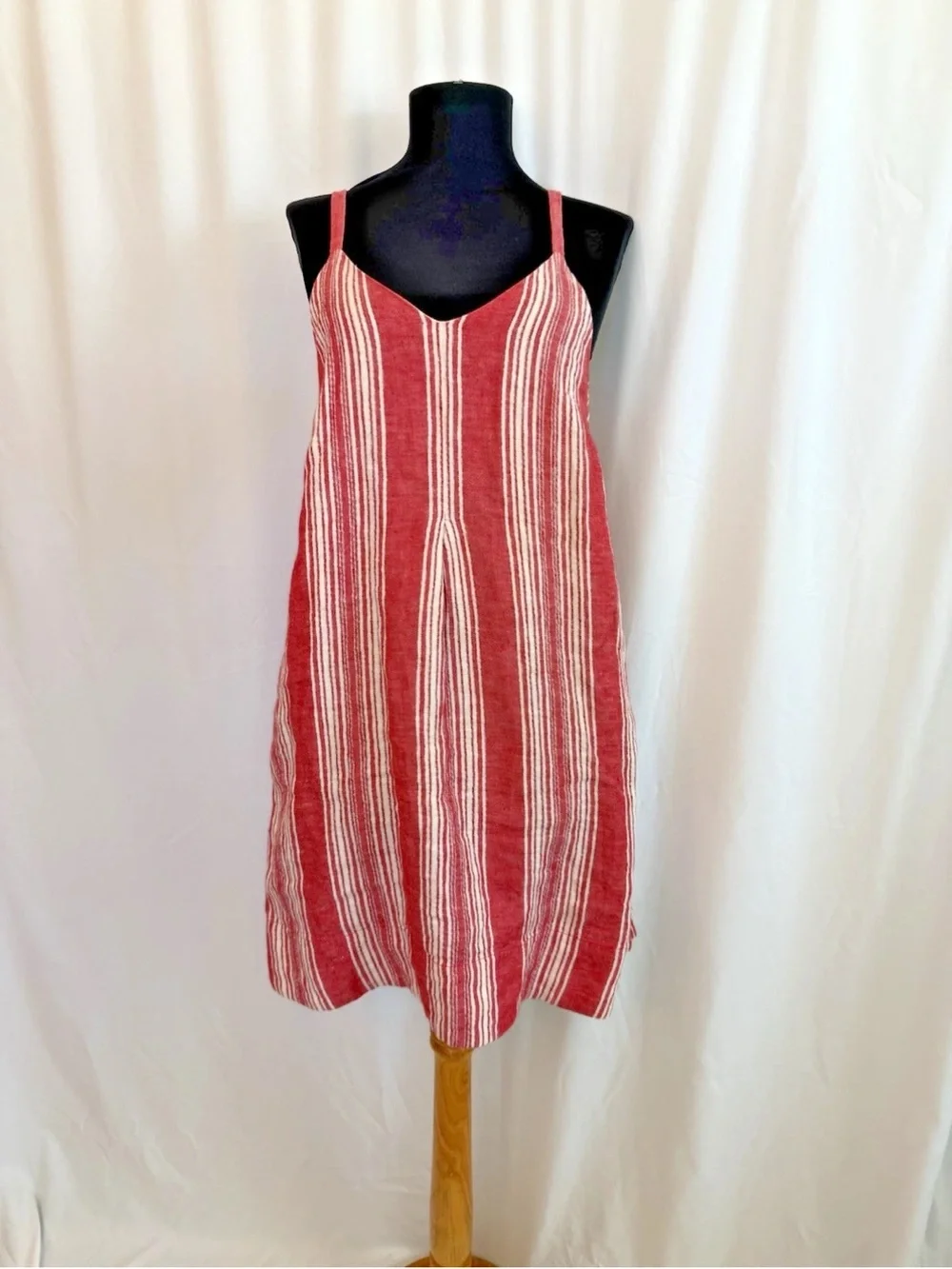 AYR Red White Striped Linen Dress - Size Small - Picture 1 of 6